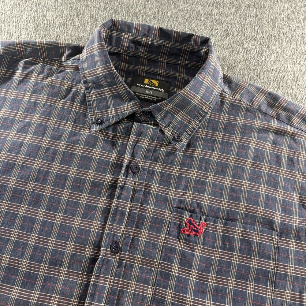 Drunknmunky Short Sleeve Plaid Shirt Size 2XL Y2K Urban Streetwear Hip-Hop